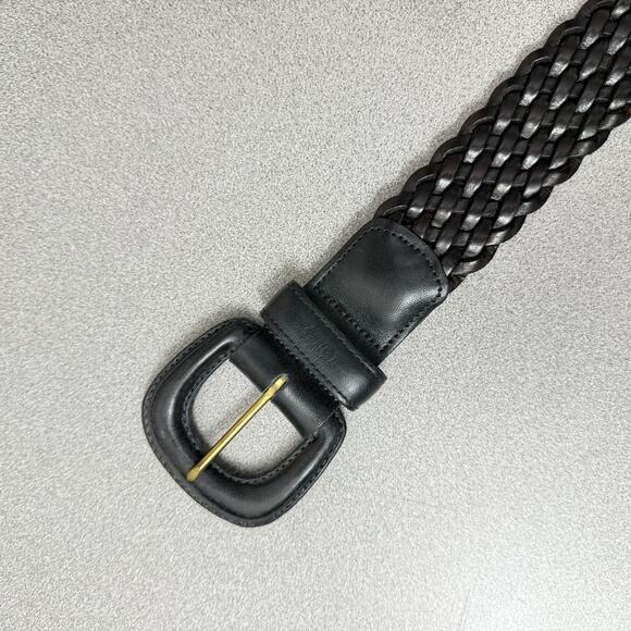 Coach Woven Leather Belt Womens Small Black Brass Buckle Braided 1.5" Boho 3851 - Picture 2 of 6